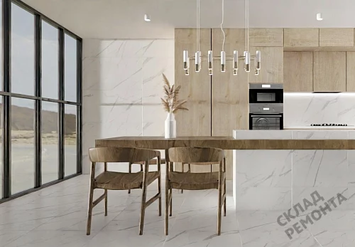 Фото Керамогранит матовый Steppe Ceramics Statuario White белый 600*600*9,5 – купить в Барнауле: цена, описание, фото. Интернет-магазин 5
