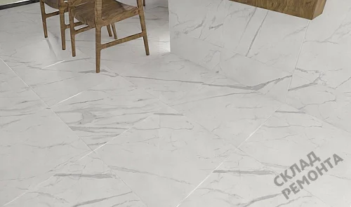 Фото Керамогранит матовый Steppe Ceramics Statuario White белый 600*600*9,5 – купить в Барнауле: цена, описание, фото. Интернет-магазин 4